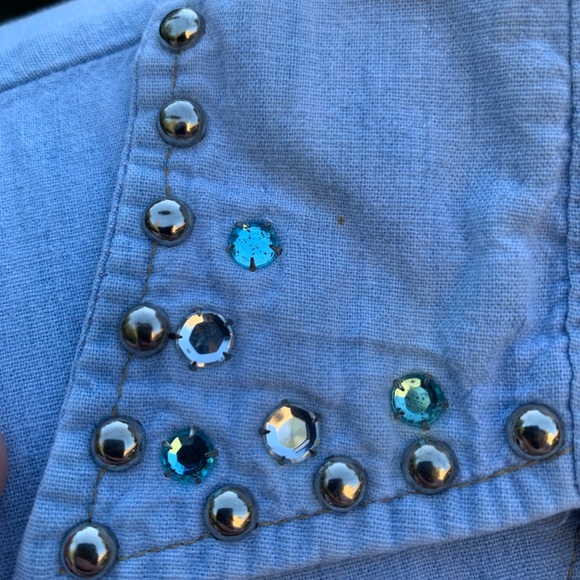 Vintage Denim Rhinestone Bedazzled Snap Up Shirt - Picture 3 of 16
